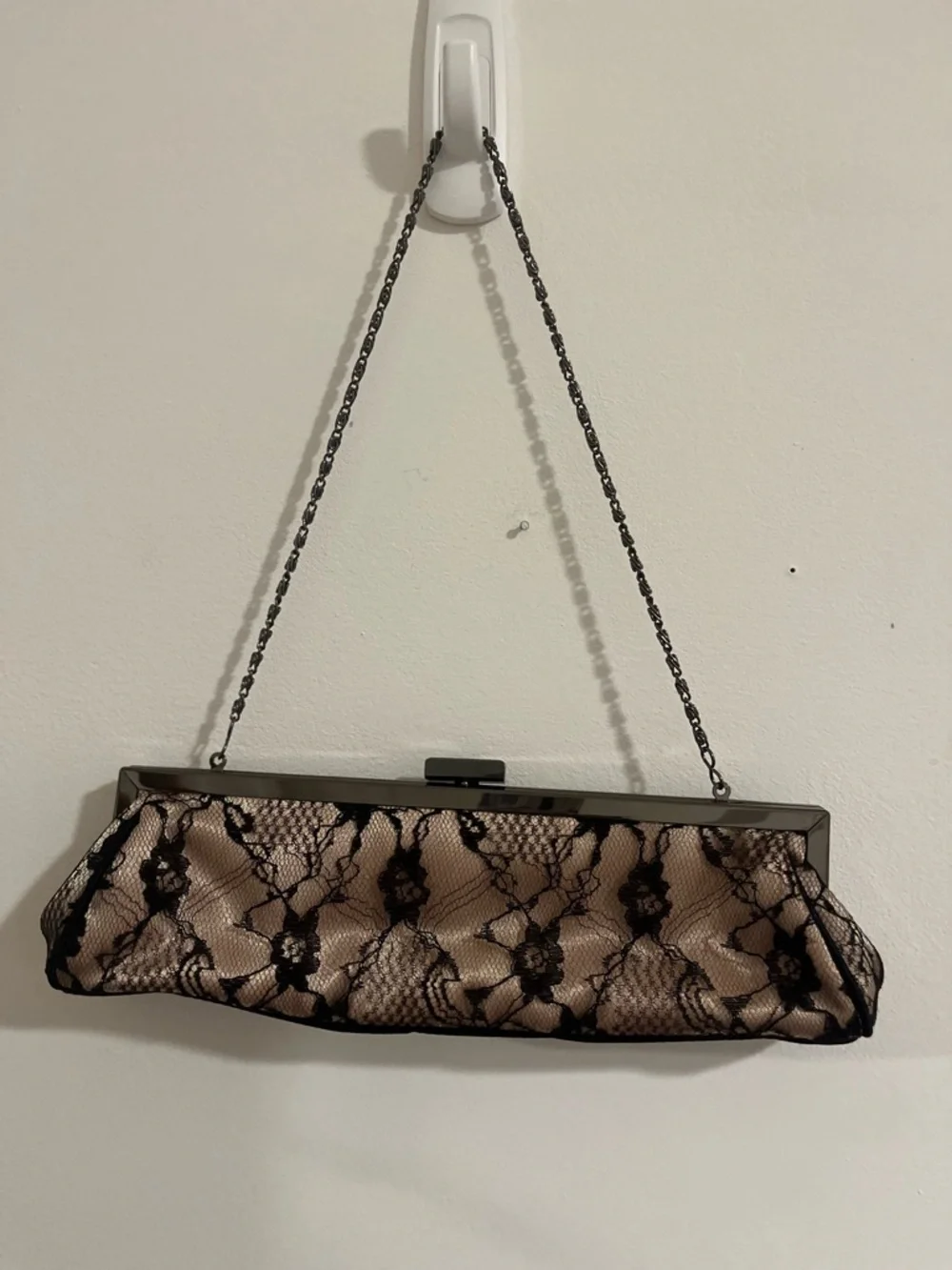 New Elegant Black Lace Evening Clutch - Nude Base - Picture 5 of 7